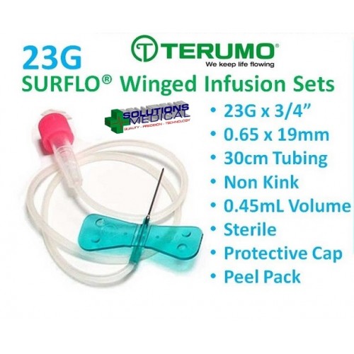 Terumo Surflo Butterfly Needles Winged Infusion Scalp Vein Set 23g X 3/